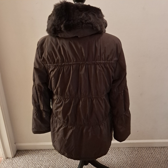 Blue Duck Coat Women's Large L Brown Insulated Layered Cozy Rabbit Fur Winter - Picture 4 of 15